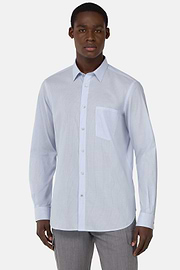 Men's Regular Striped Cotton Poplin Shirt | Boggi Milano
