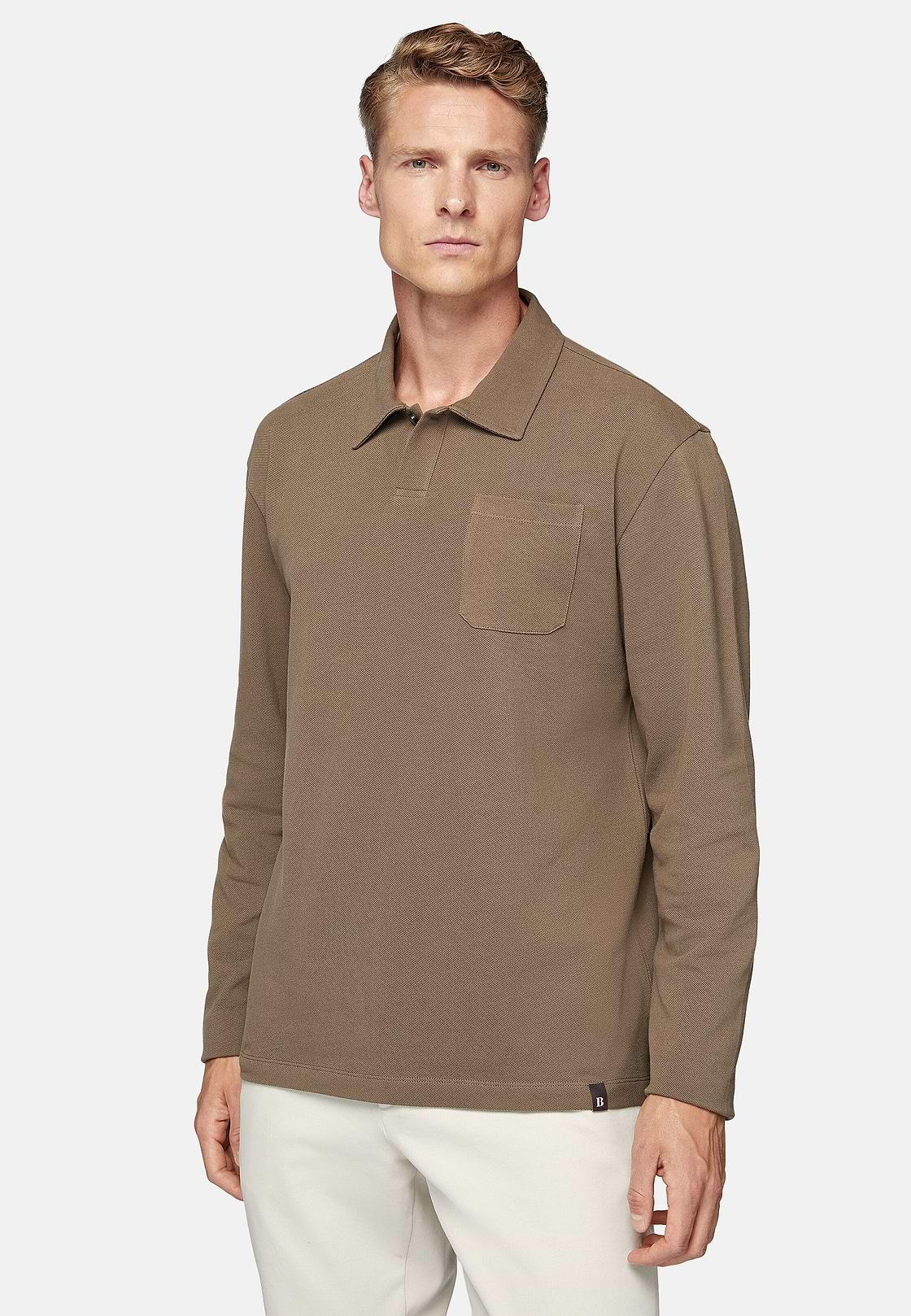 Camisola Polo Piqué de Algodão, Brown, hi-res