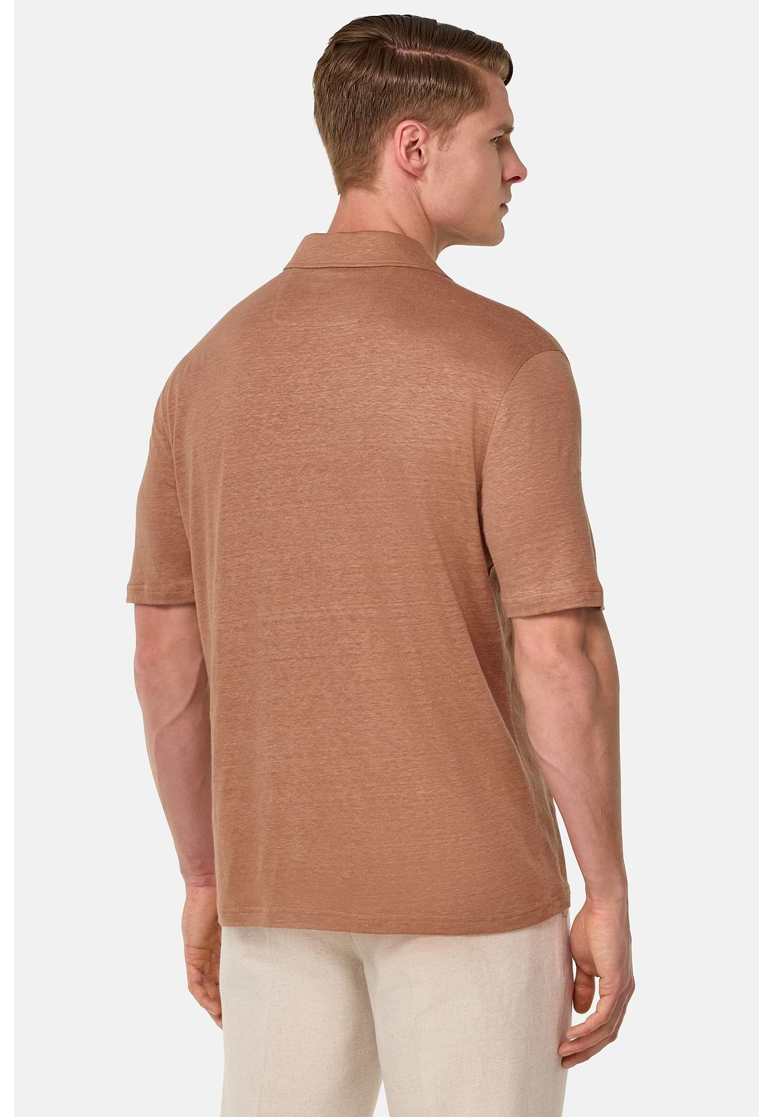 Stretch Linen Jersey Polo Shirt, Rot, hi-res
