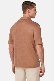 Stretch Linen Jersey Polo Shirt, Rot, hi-res