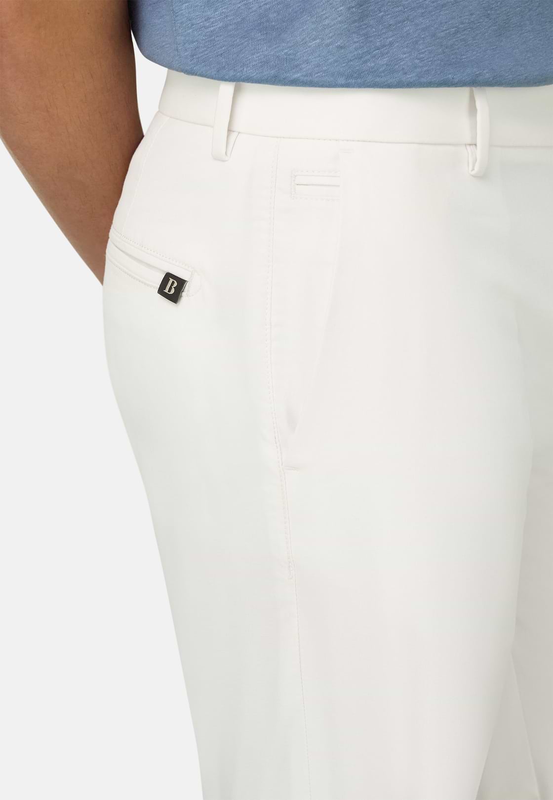 Stretch Cotton Trousers, White, hi-res, 5