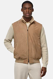 Gilet En Daim Véritable, Beige, hi-res