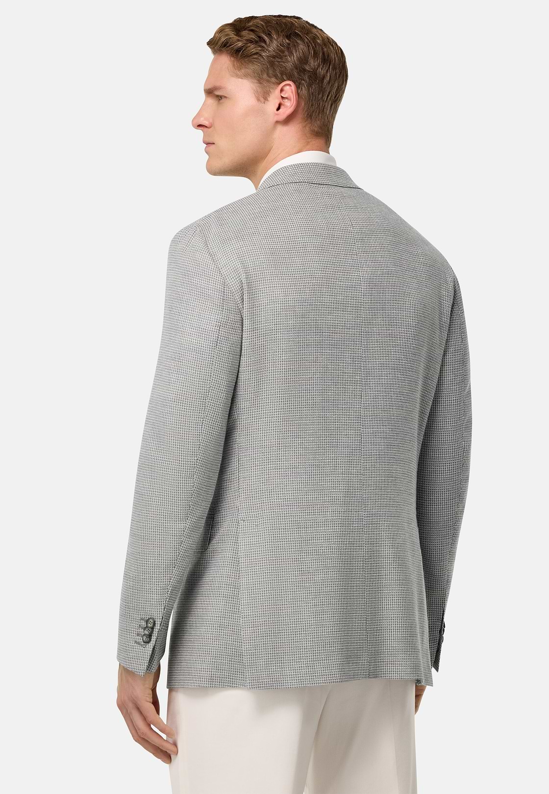 Veste Gris Clair En Lin Et Laine Stretch, Light grey, hi-res