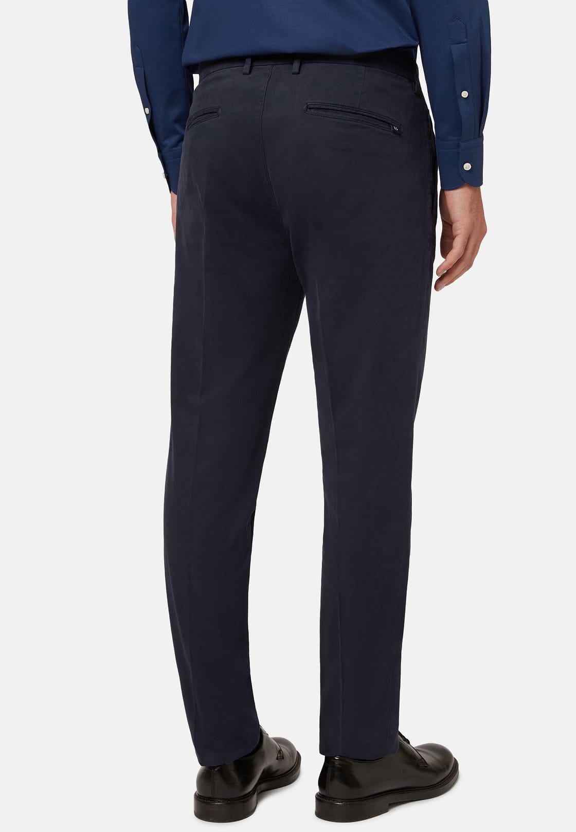 Stretch Cotton Pants, Navy blue, hi-res