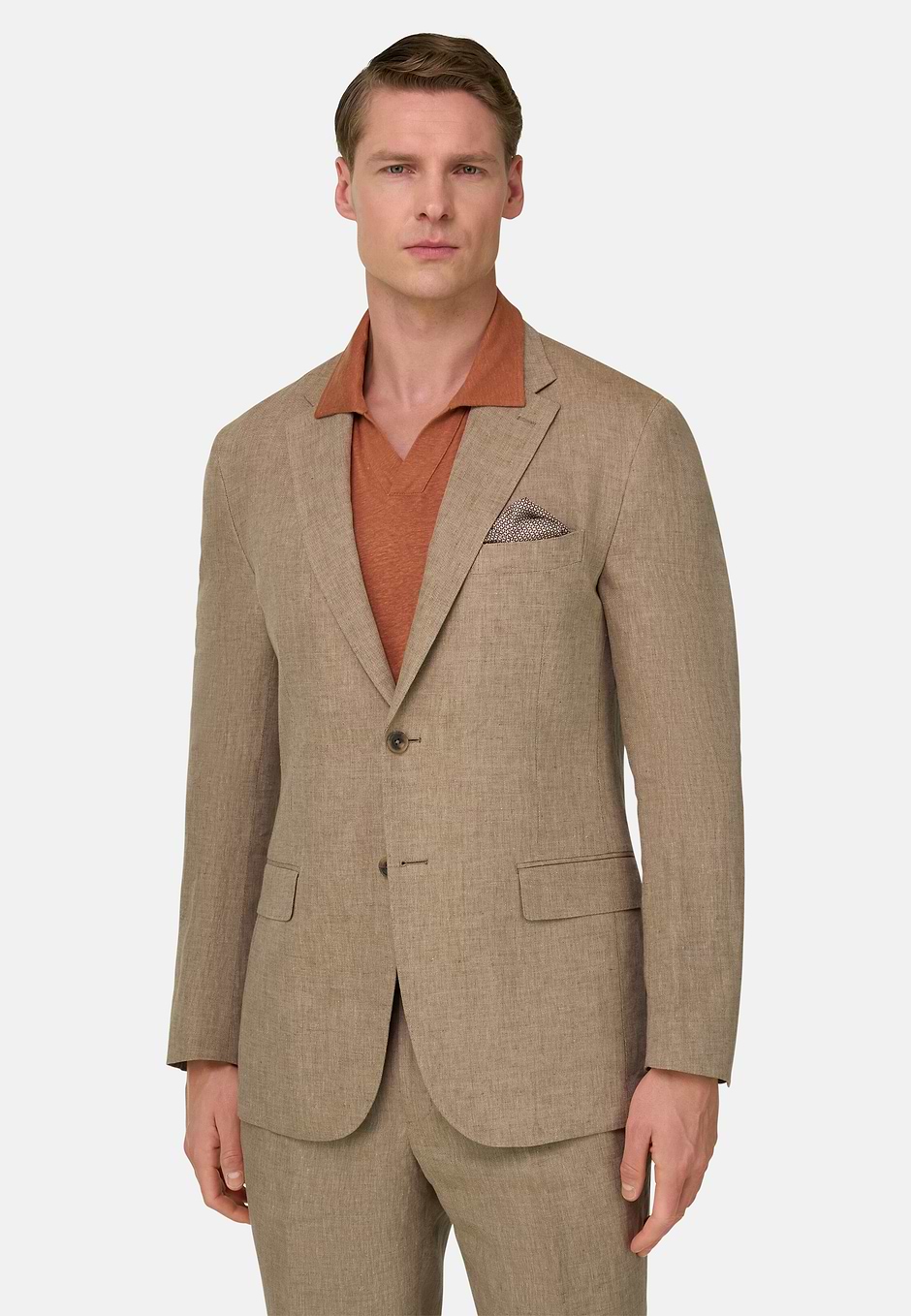 Pure Linen Suit, Beige, hi-res