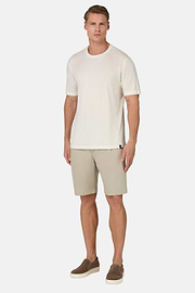 Stretch Cotton and Tencel Bermuda Shorts, Sand, hi-res