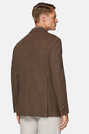 Military Brown Textured Wool Jersey Jacket, Brown, hi-res