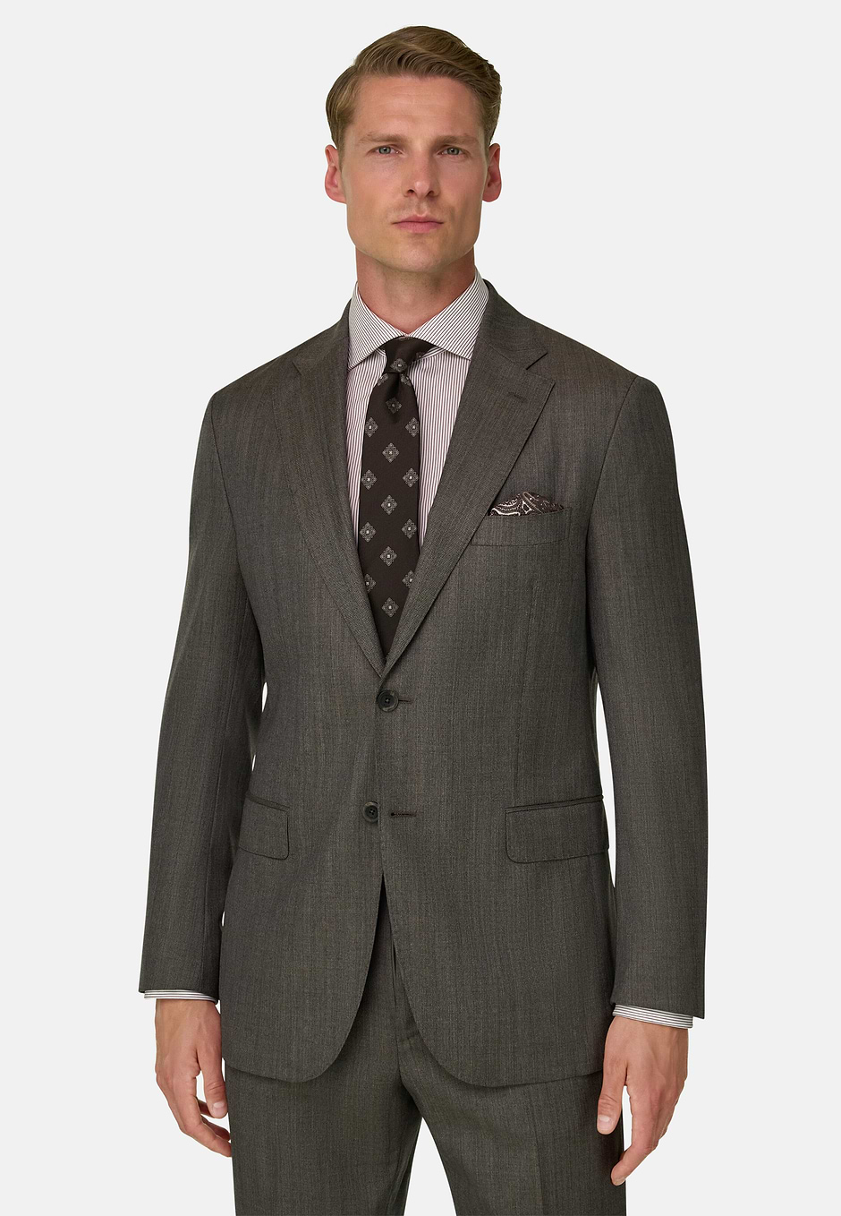 Traje Espiga en Lana Cashmere, Taupe, hi-res