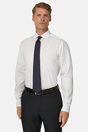 Long Fit Pinpoint Cotton Shirt, White, thumb, 1