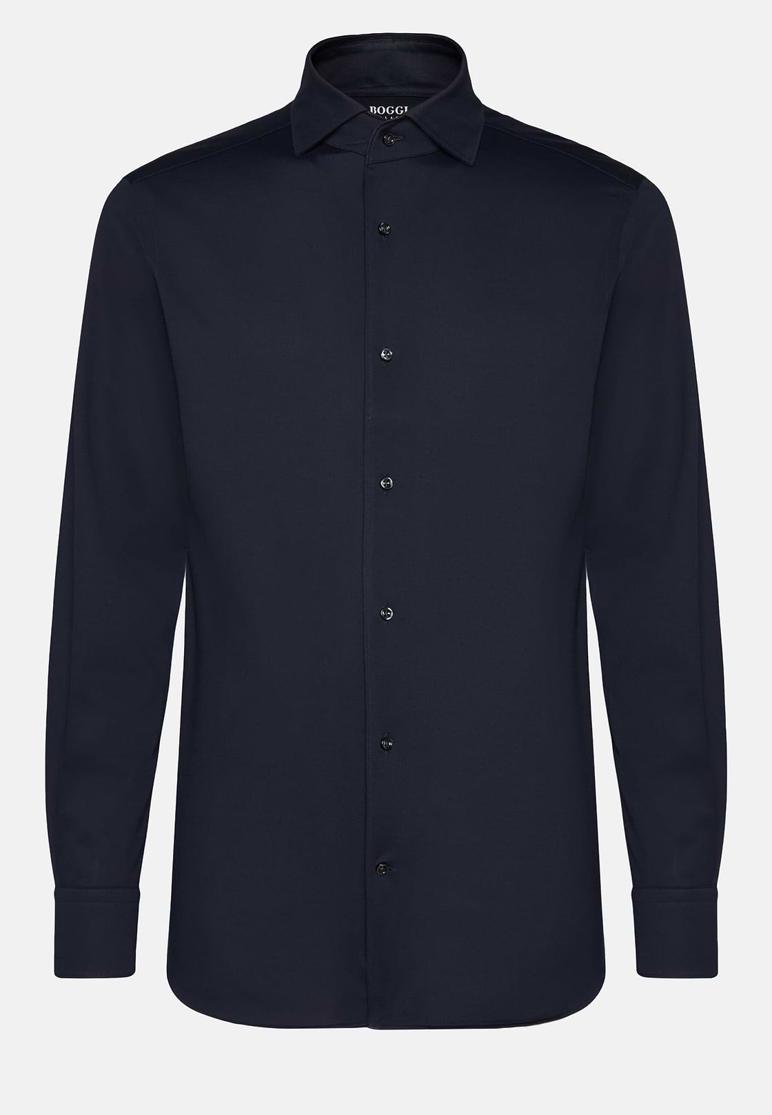 Camisa estilo polo de punto japonés regular fit, AZUL MARINO OSCURO, hi-res