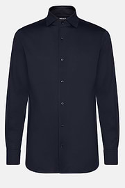 Camisa estilo polo de punto japonés regular fit, AZUL MARINO OSCURO, hi-res