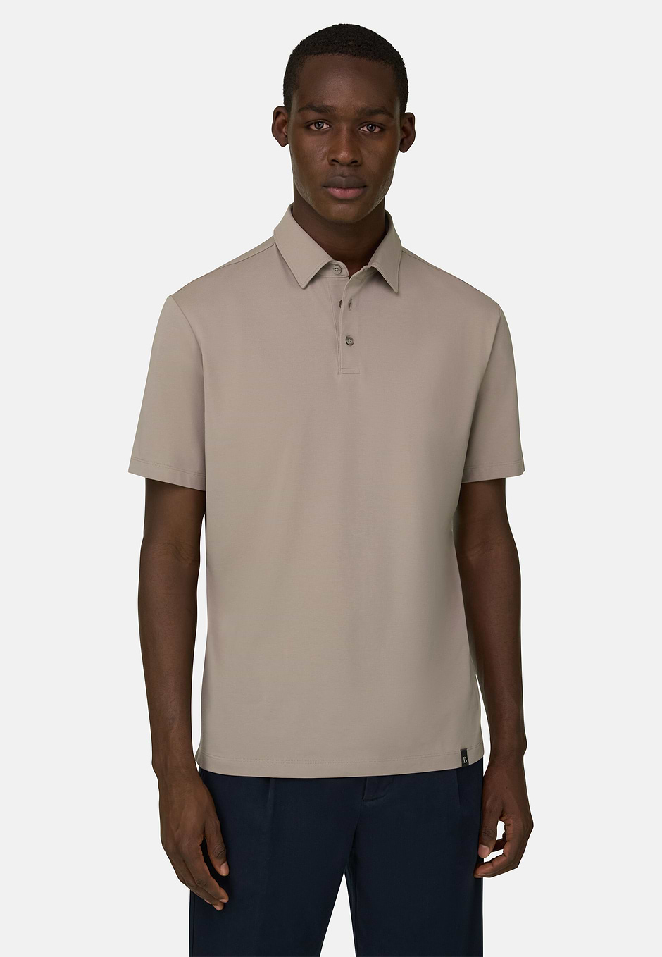 Polo Shirt In Stretch Supima Cotton, Taupe, hi-res