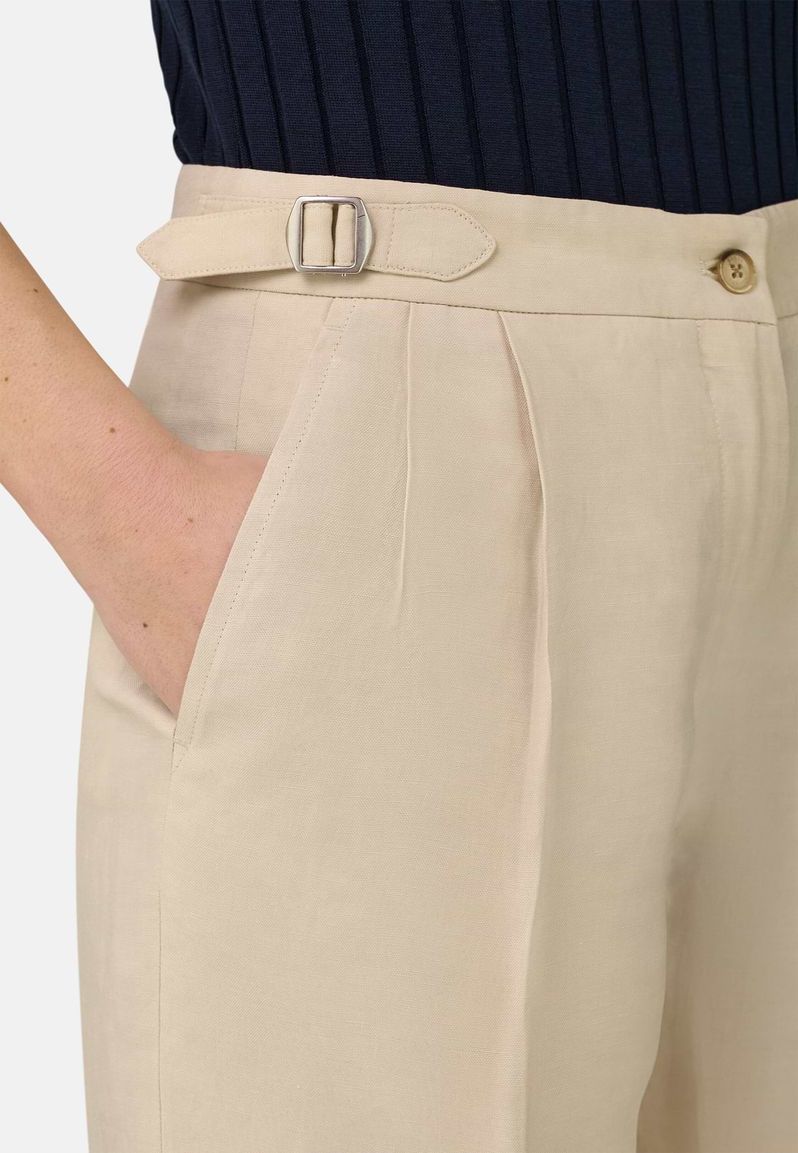 Bermudas De Lino, Crema, hi-res, 5