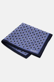 Pocket Square Micro Paisley Print Silk, Light Blue, thumb, 1