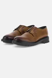 Derby Shoes in Grained Leather, Brown, thumb, 3