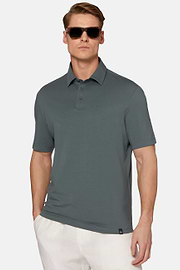 Polo Shirt In Stretch Supima Cotton, Green, hi-res