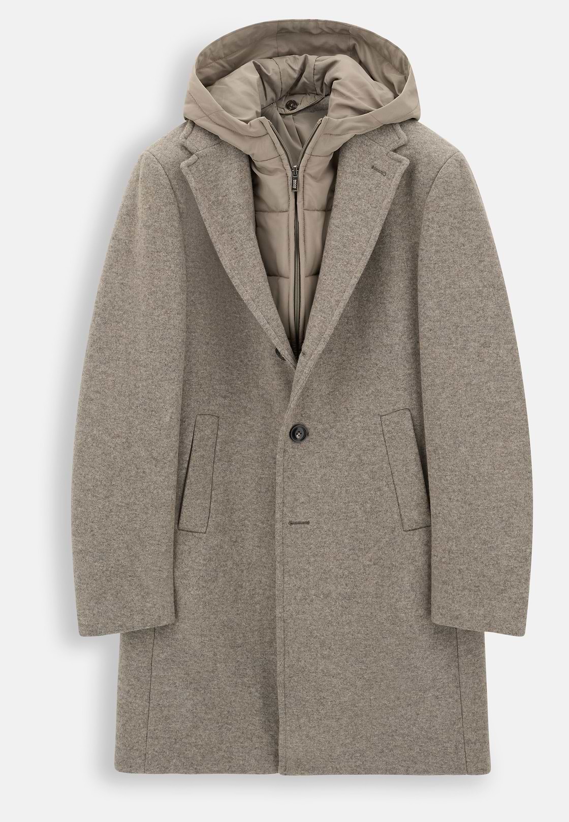 Coat in Wool Blend B Jersey, Taupe, hi-res, 6