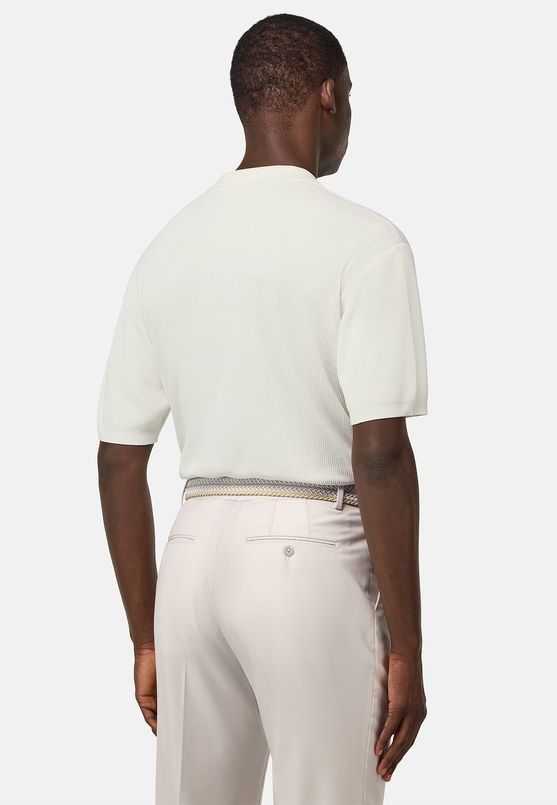 Polo Di Maglia In Cotone Seta, Bianco, hi-res