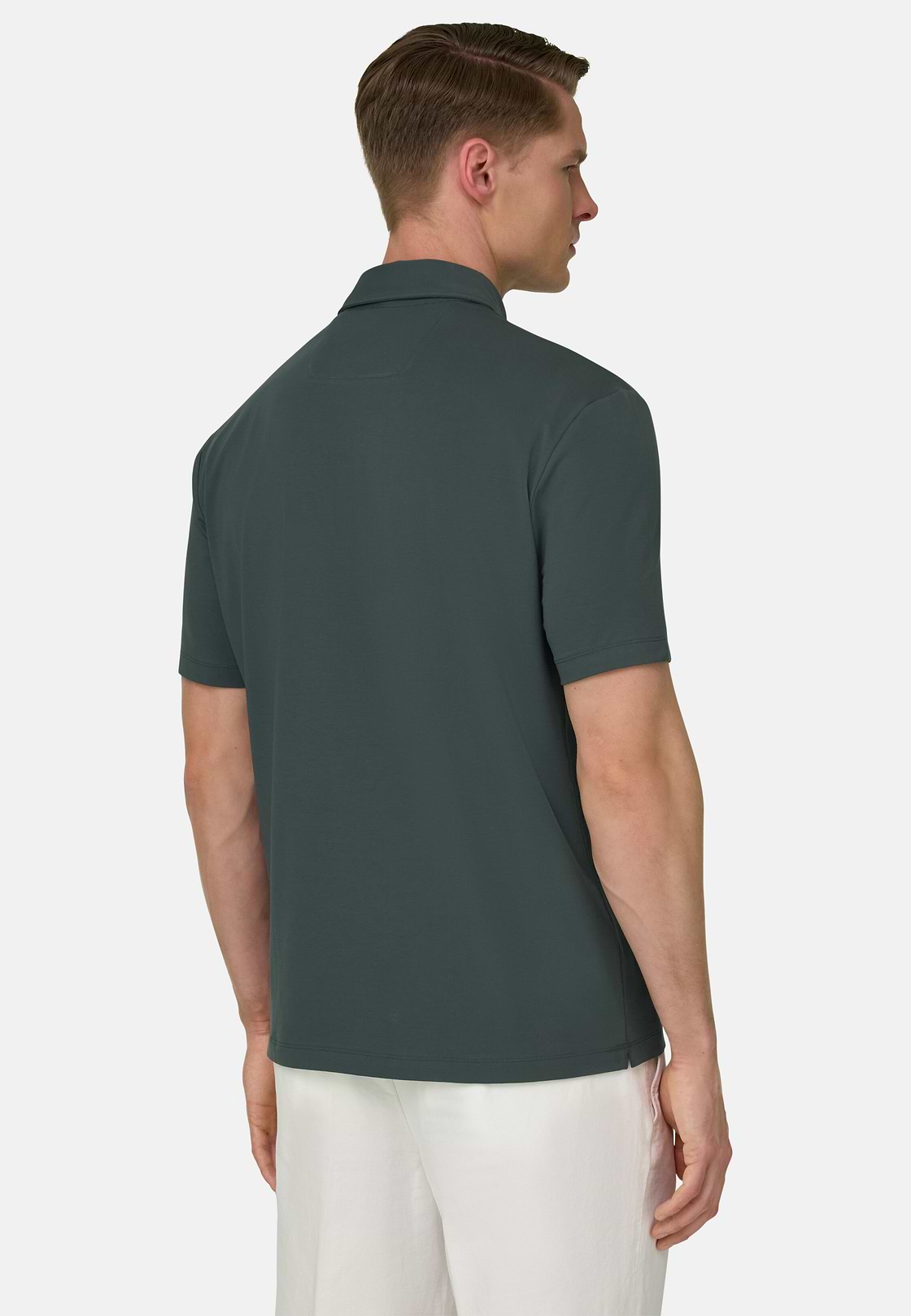 Polo Shirt In Stretch Supima Cotton, Green, hi-res, 3