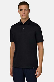 Polo In Misto Seta, Nero, thumb, 2