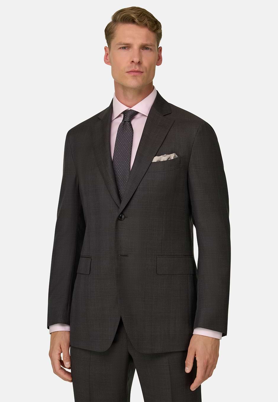 Costume Prince de Galles en Laine Superfine, Gris foncé, hi-res