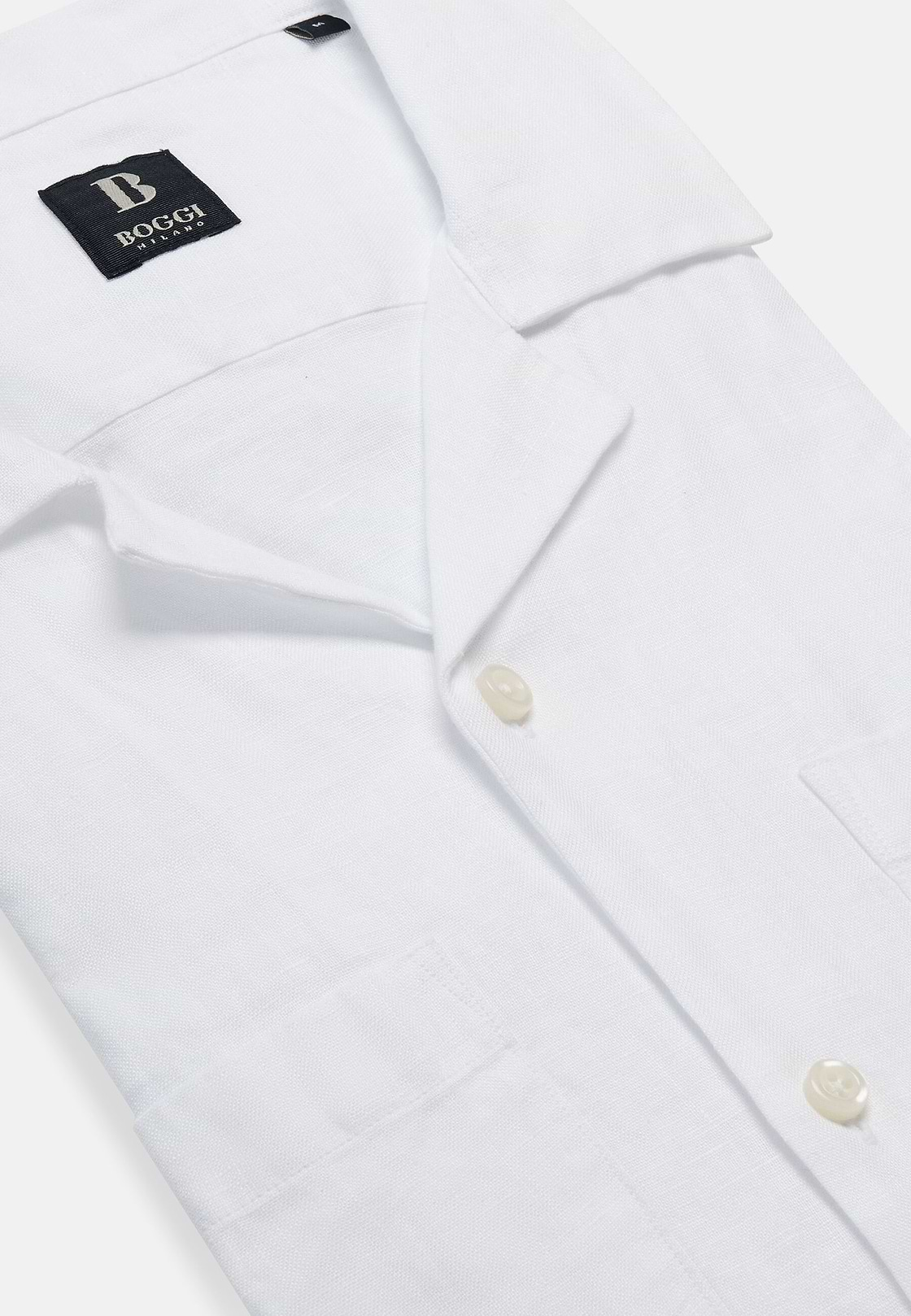 Camicia Over Camp Bianca In Lino, Bianco, hi-res