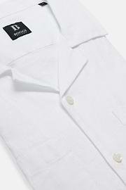 Sobrecamisa Cuello Cubano Blanca De Lino, Blanco, hi-res