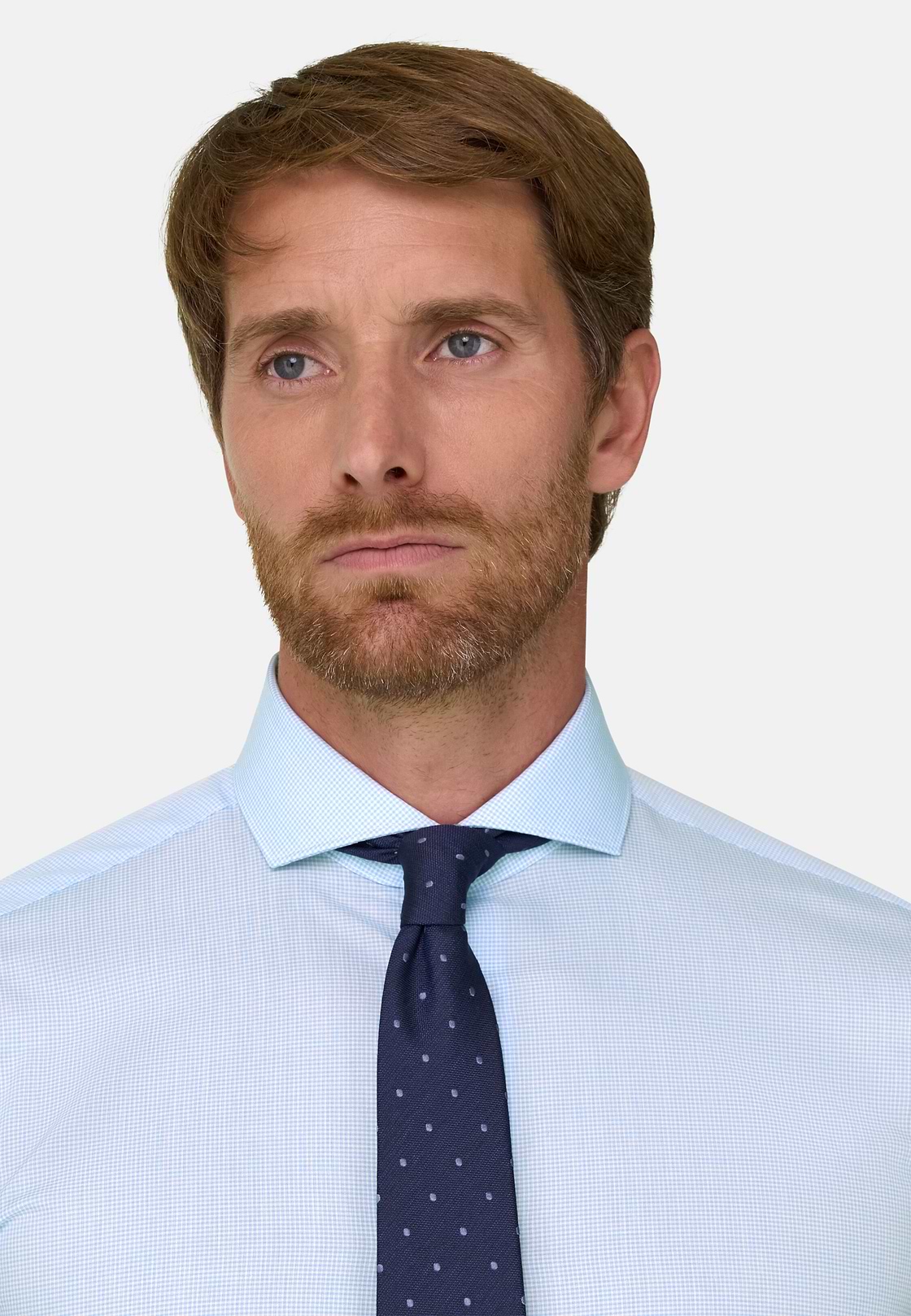 Shirt Checked Cotton Poplin Slim Fit, Light Blue, hi-res, 3