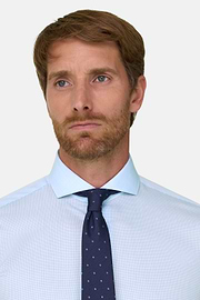 Shirt Checked Cotton Poplin Slim Fit, Light Blue, thumb, 3