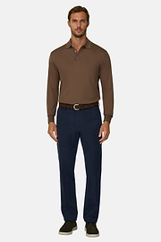 Trousers in Stretch Cotton, Navy blue, thumb, 2