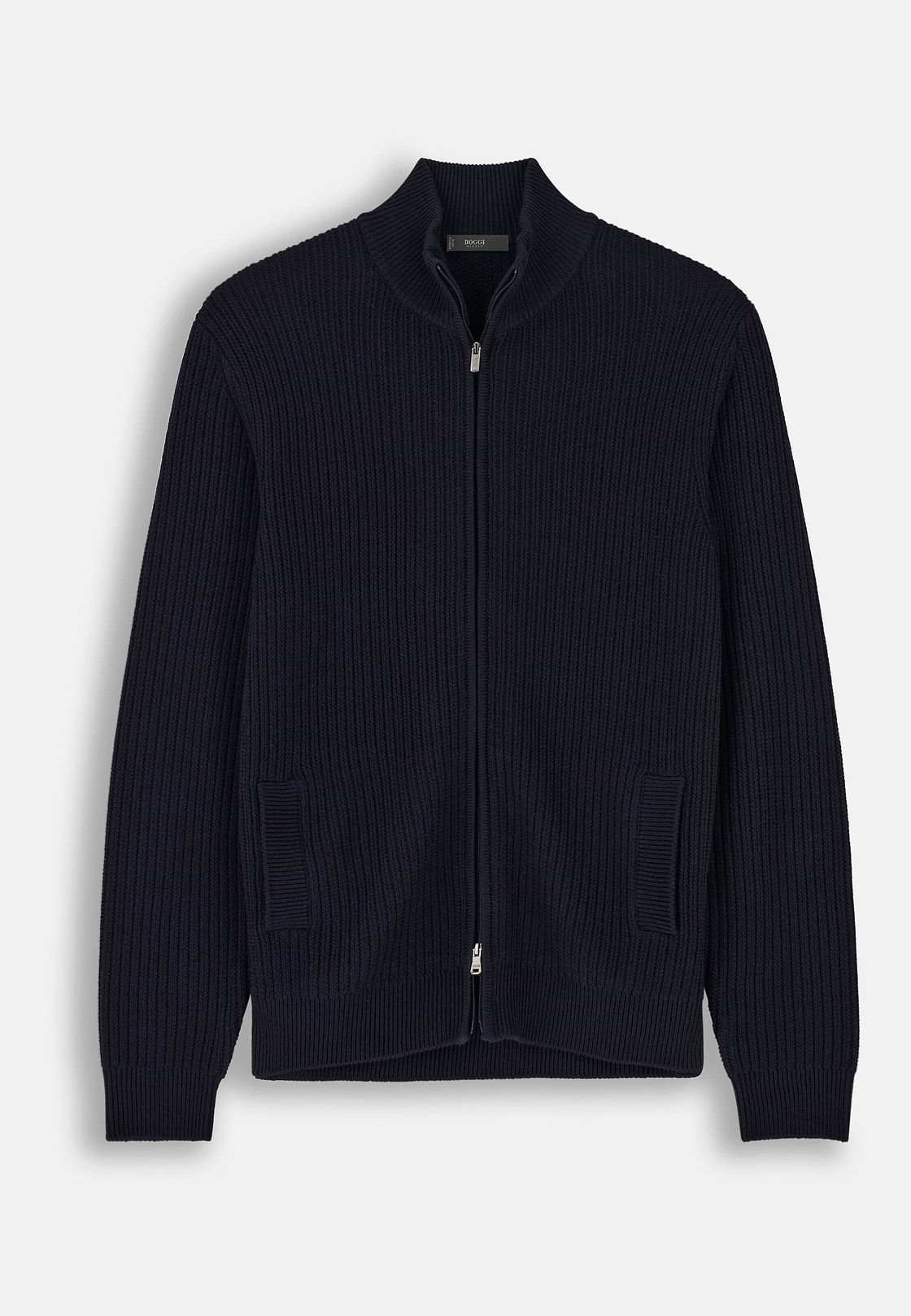 Full-Zip Jumper in Merino Wool, Navy blue, hi-res, 5
