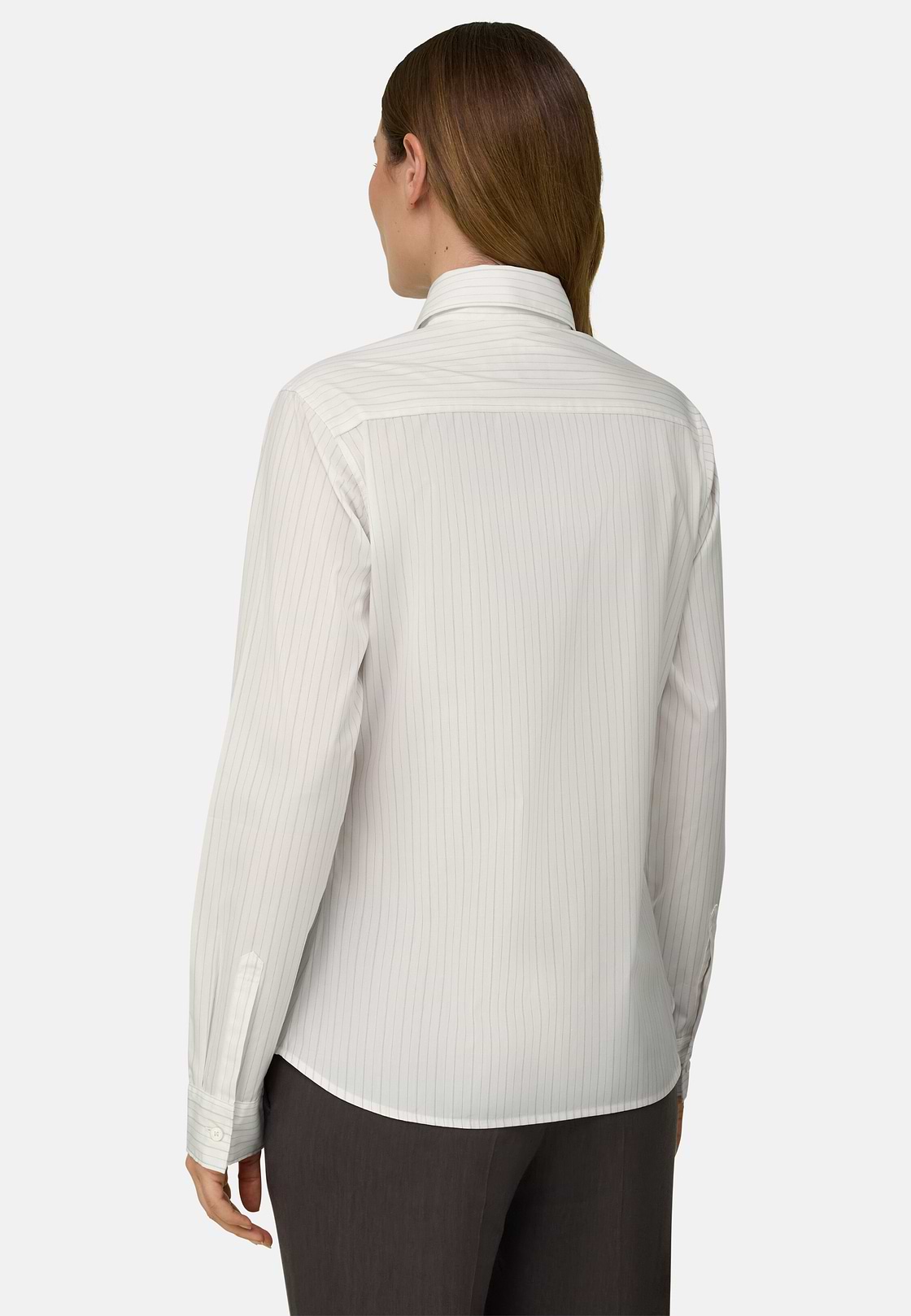 Camicia A Righe In Cotone Seta Regular Fit, Bianco, hi-res, 3