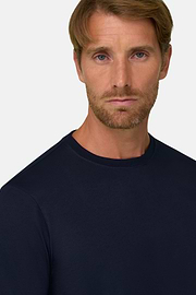 Koszulka Z Bawełnianego Dżerseju Pima Z Długim Rękawem, Navy blue, thumb, 3