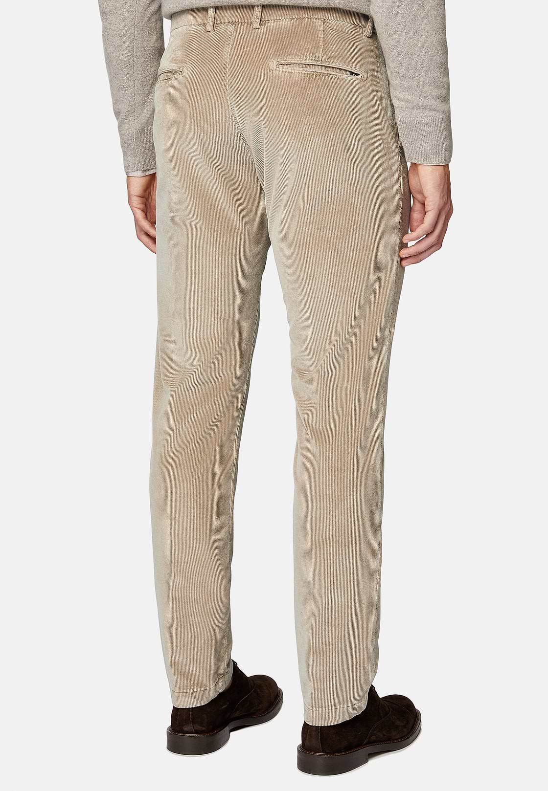 Trousers in Stretch Velvet, Beige, hi-res