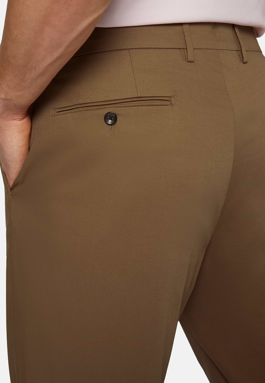 Stretch Cotton Trousers, Hazelnut, hi-res