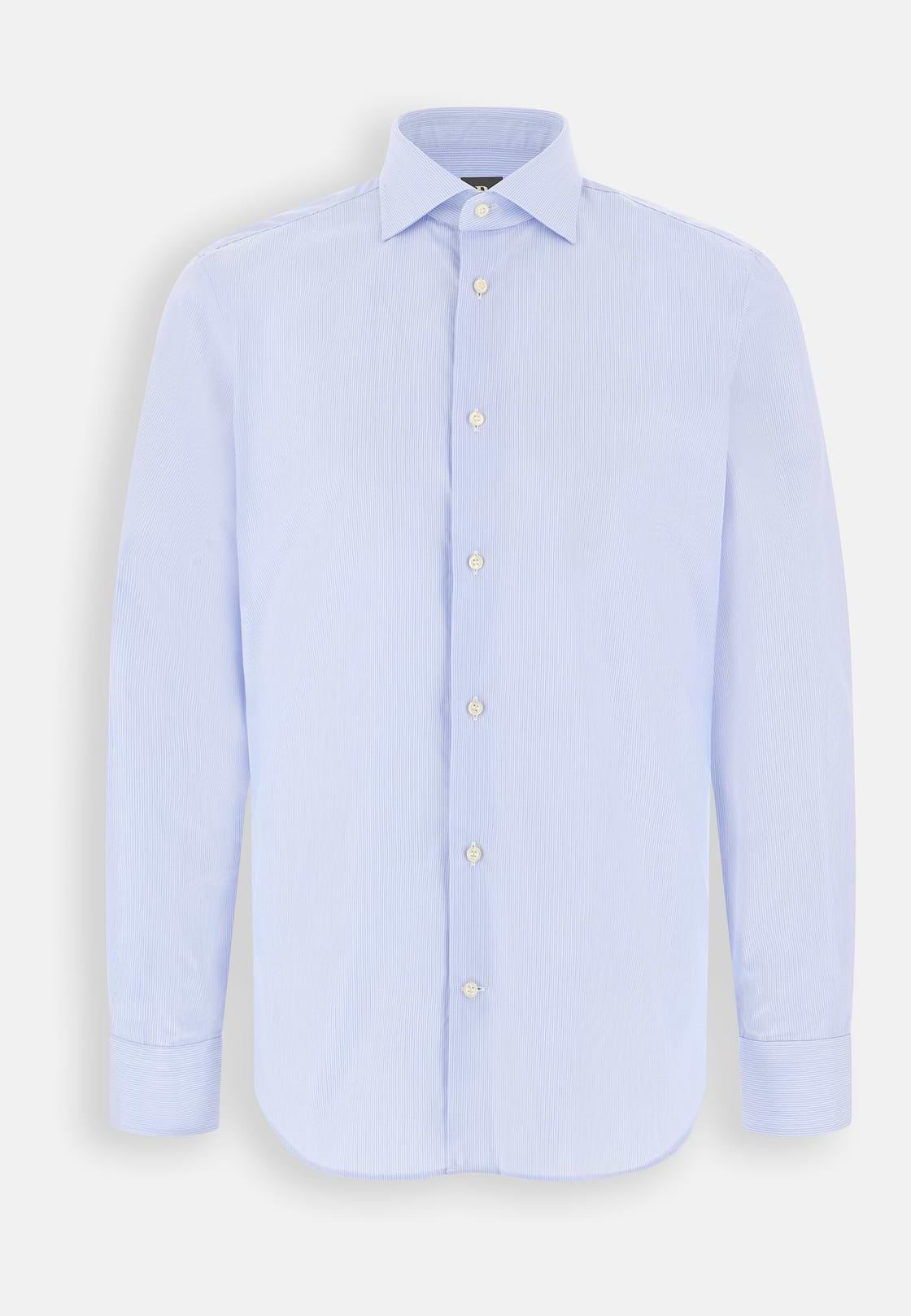 Shirt Striped Cotton Slim Fit, Light Blue, hi-res, 7