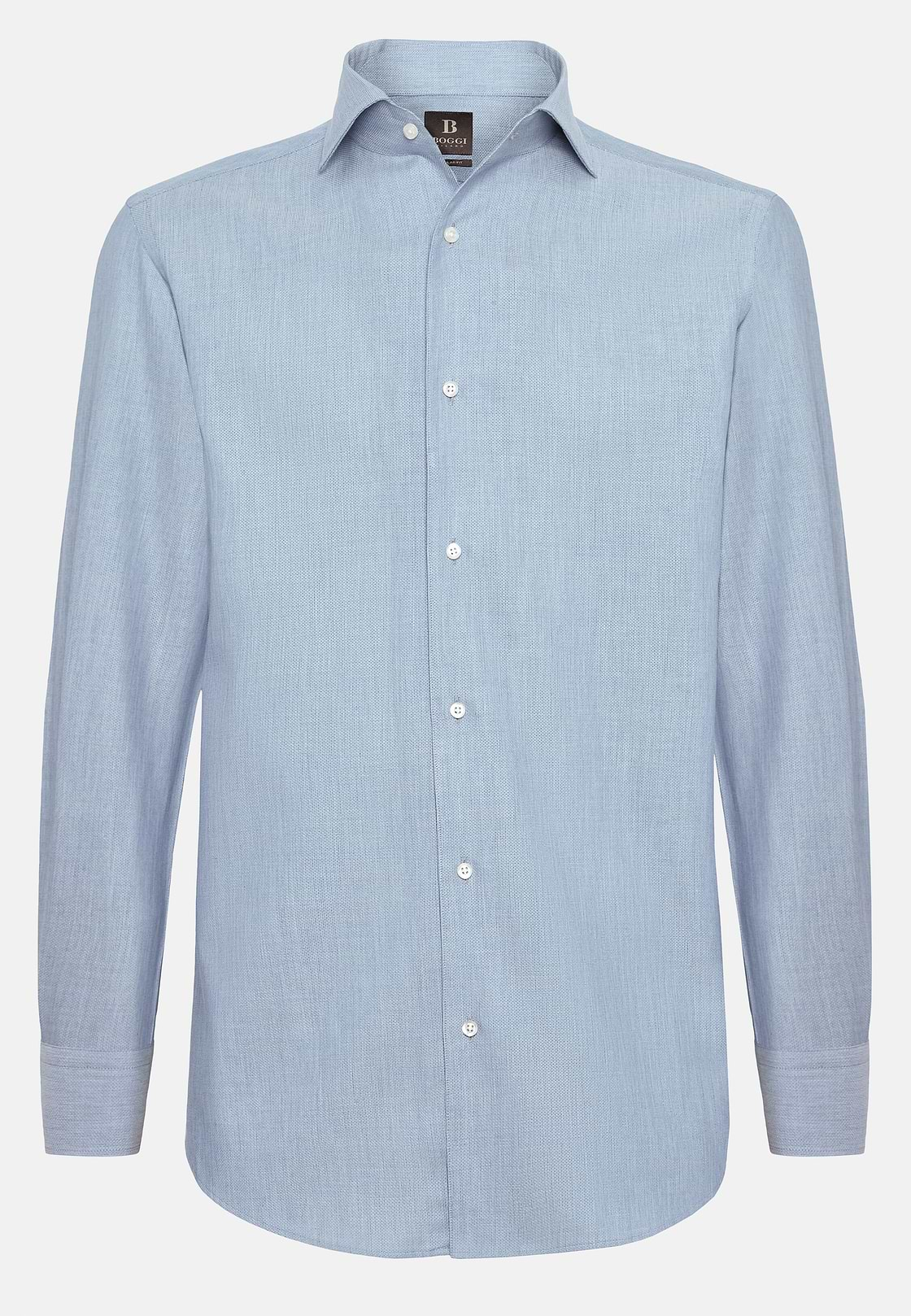 Chemise Nid D'Abeille En Coton Regular Fit, Bleu clair, hi-res