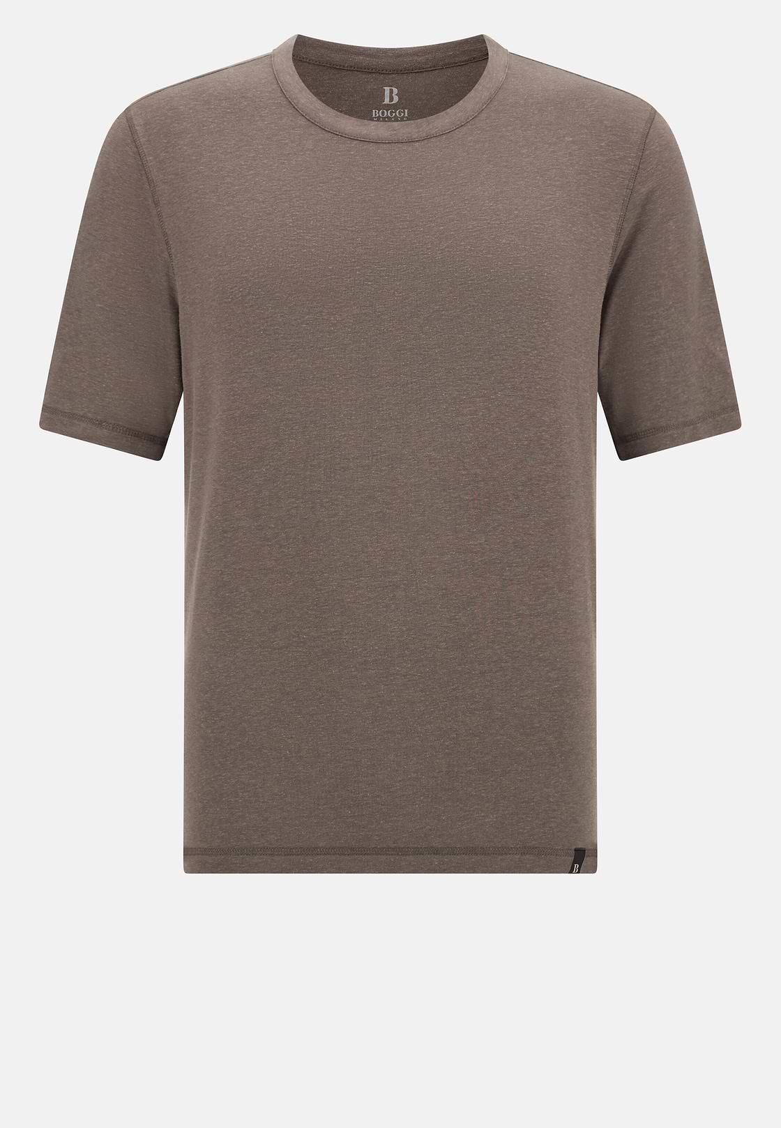 Cotton and Viscose Jersey T-Shirts, Brown, hi-res