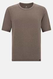 Cotton and Viscose Jersey T-Shirts, Brown, hi-res