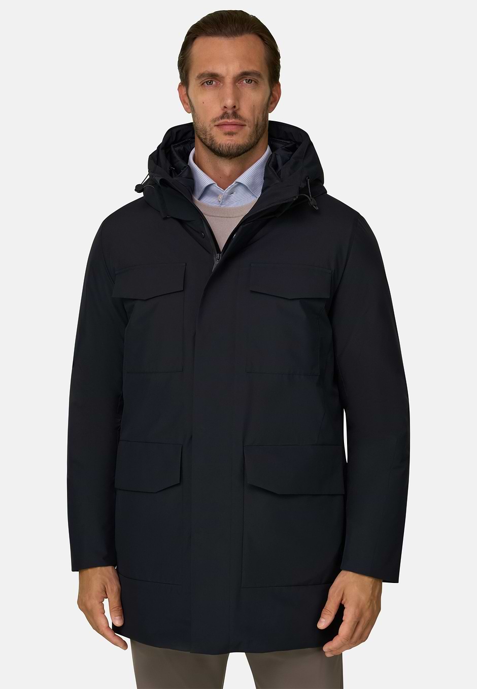 Jacket in Technical Fabric Padded, Navy blue, hi-res