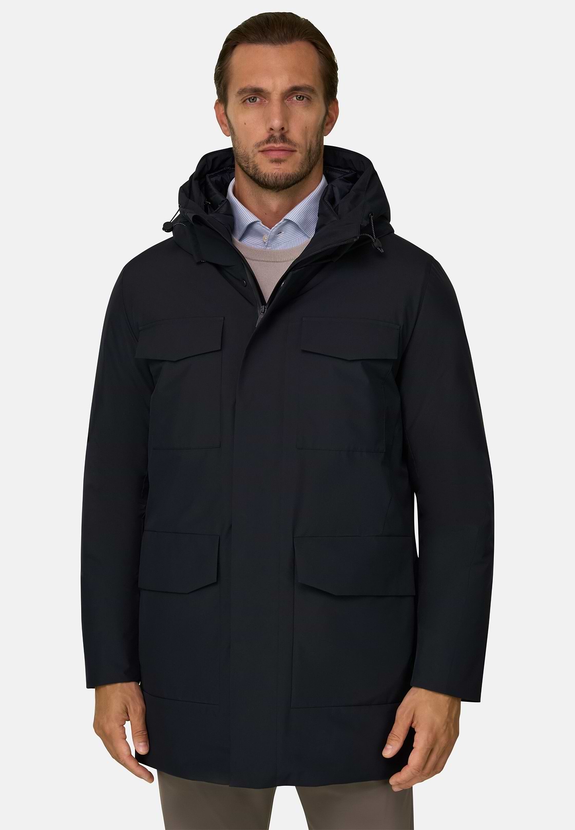 Jacket in Technical Fabric Padded, Navy blue, hi-res, 1