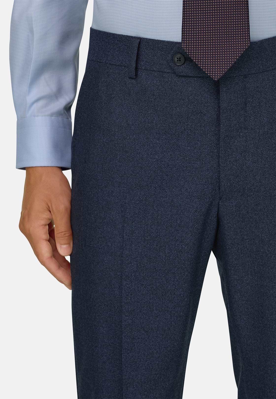 Suit Herringbone in Wool Flannel, Blue, hi-res, 4