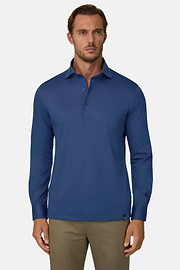 Polo En Jersey Japonais, bleu marine, thumb, 1