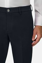 Stretch Cotton/Tencel Trousers, Navy blue, thumb, 3