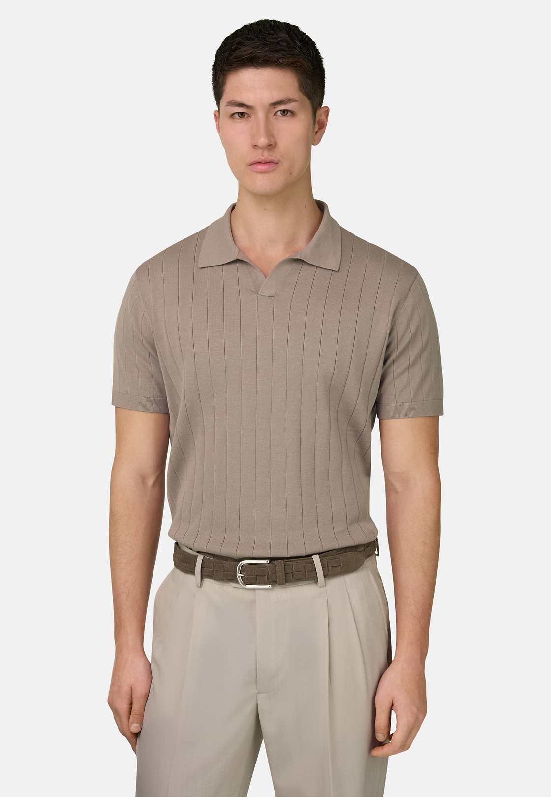 Polo Di Maglia In Cotone Seta, Taupe, hi-res, 1