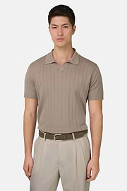 Polo Di Maglia In Cotone Seta, Taupe, thumb, 1