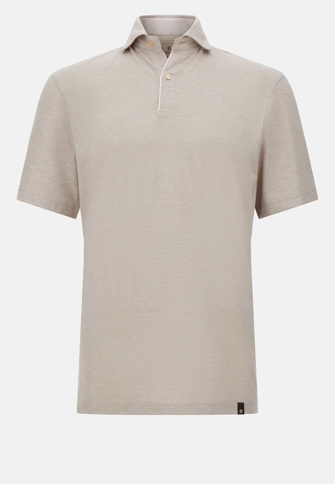 Cotton/Linen Piqué Polo Shirt, Sand, hi-res
