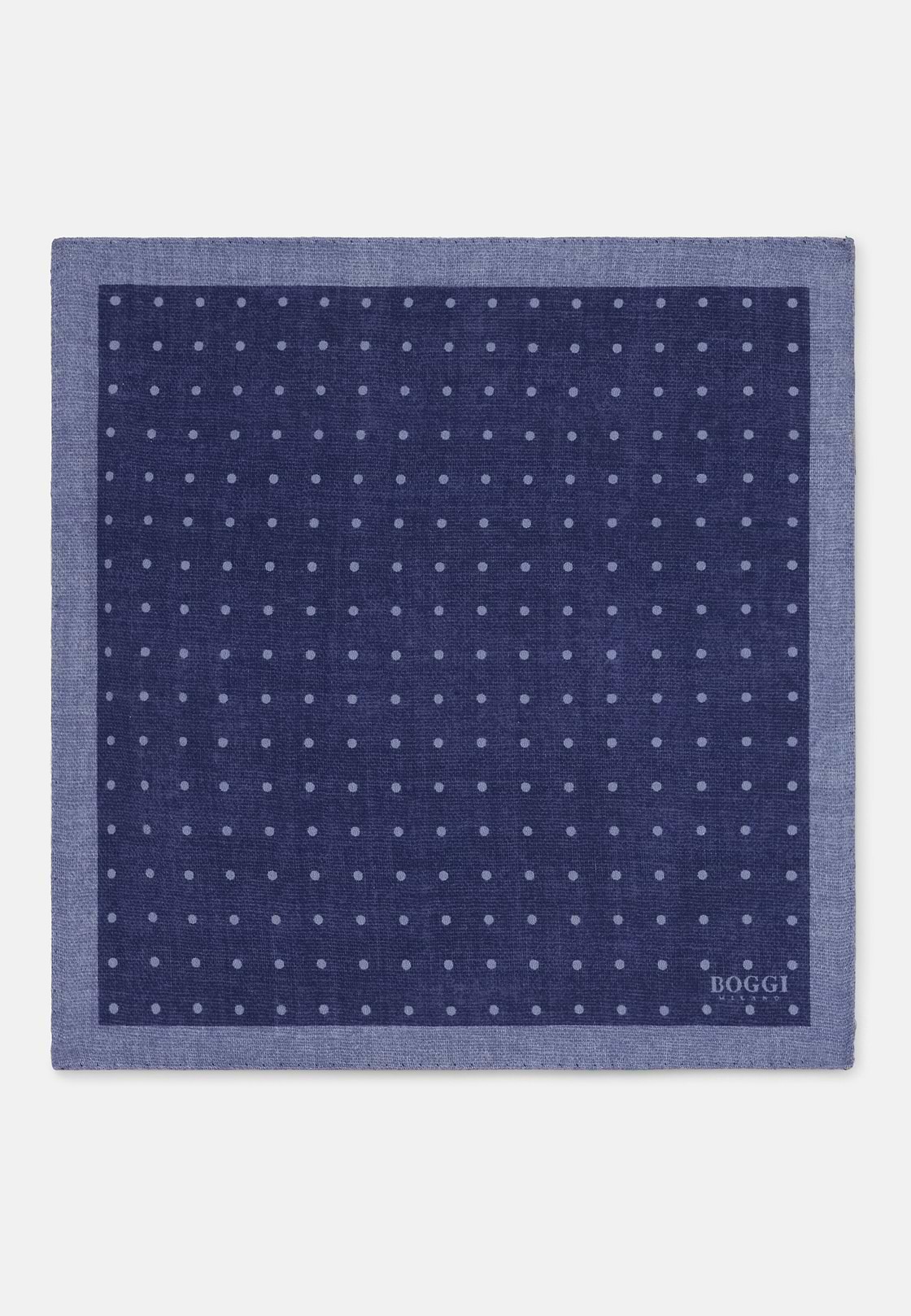 Pocket Square Double Print Polka Dot Silk, Blue, hi-res, 2