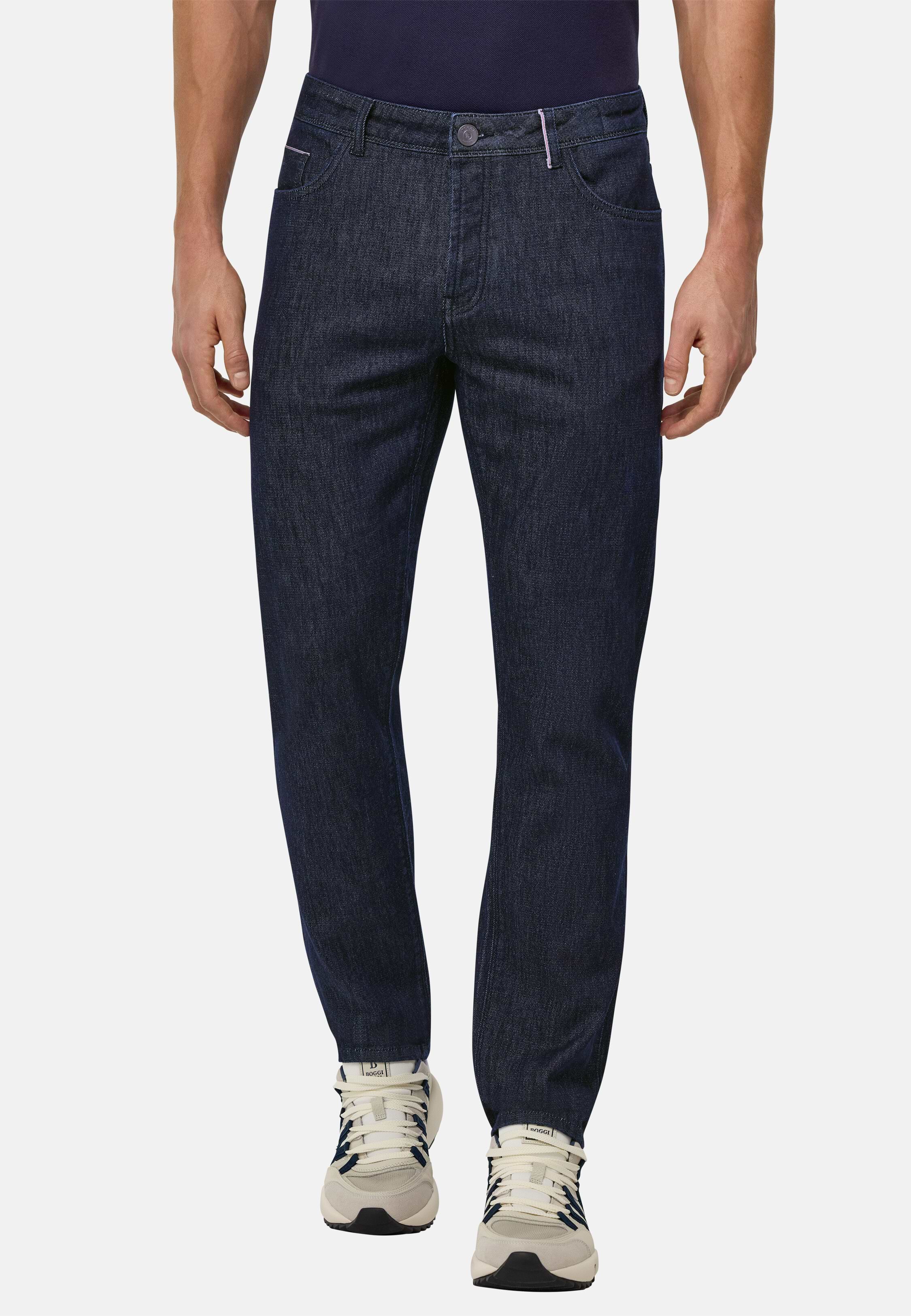 Men's Dark Blue Selvedge Cotton Denim Jeans | Boggi Milano