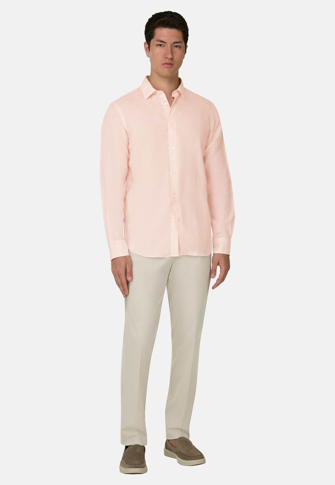 Camicia In Tencel Lino Regular Fit, Rosa, hi-res, 2